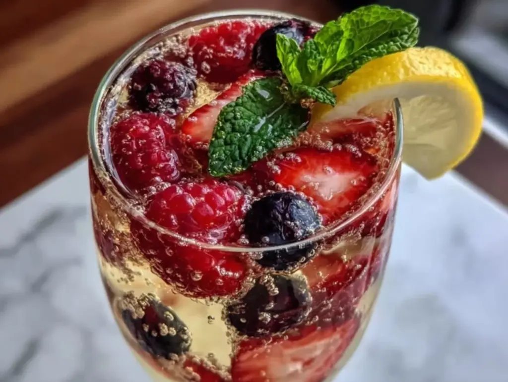 Prosecco berry sparkler mocktail - featured image