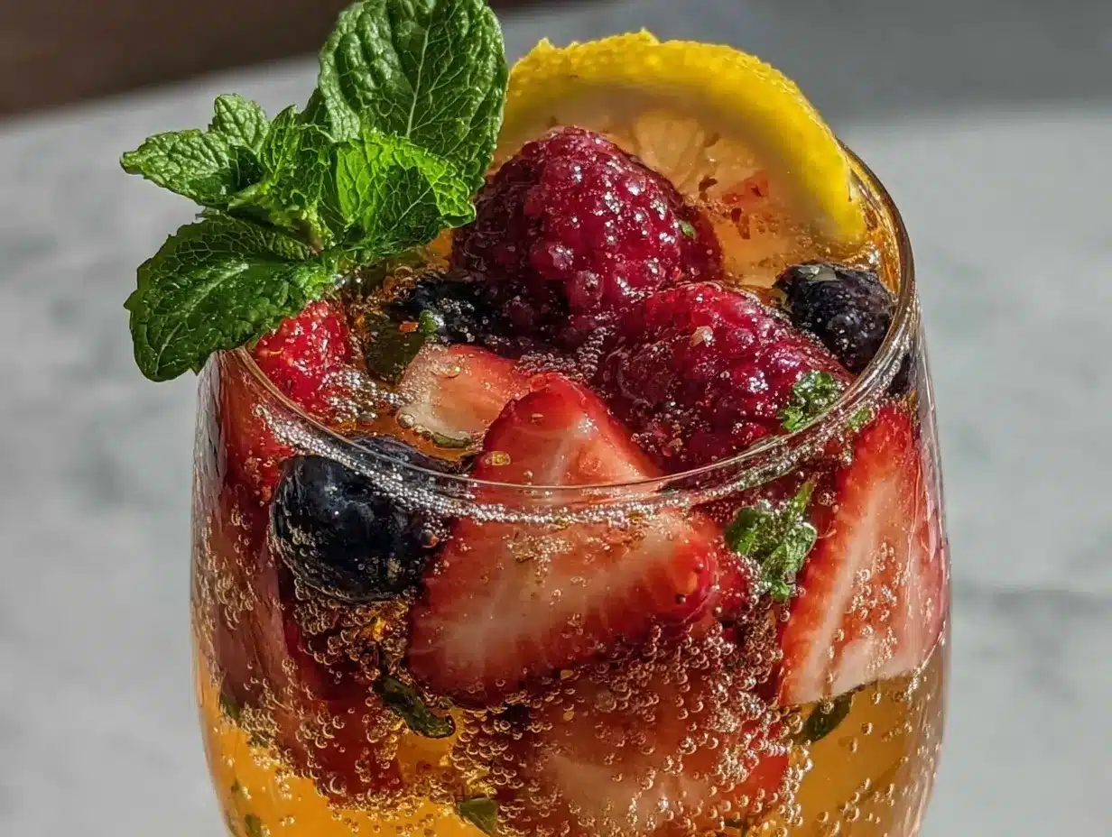 Prosecco berry sparkler mocktail preparation steps