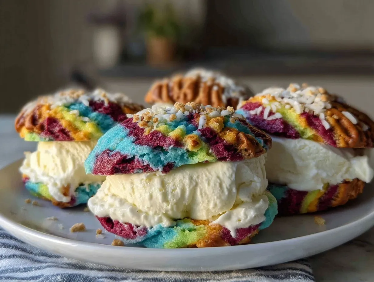 rainbow bagel ice cream sandwiches preparation steps