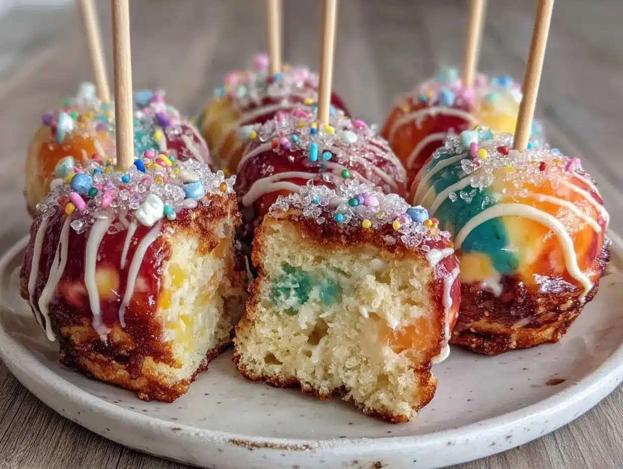 rainbow cheesecake donut pops preparation steps
