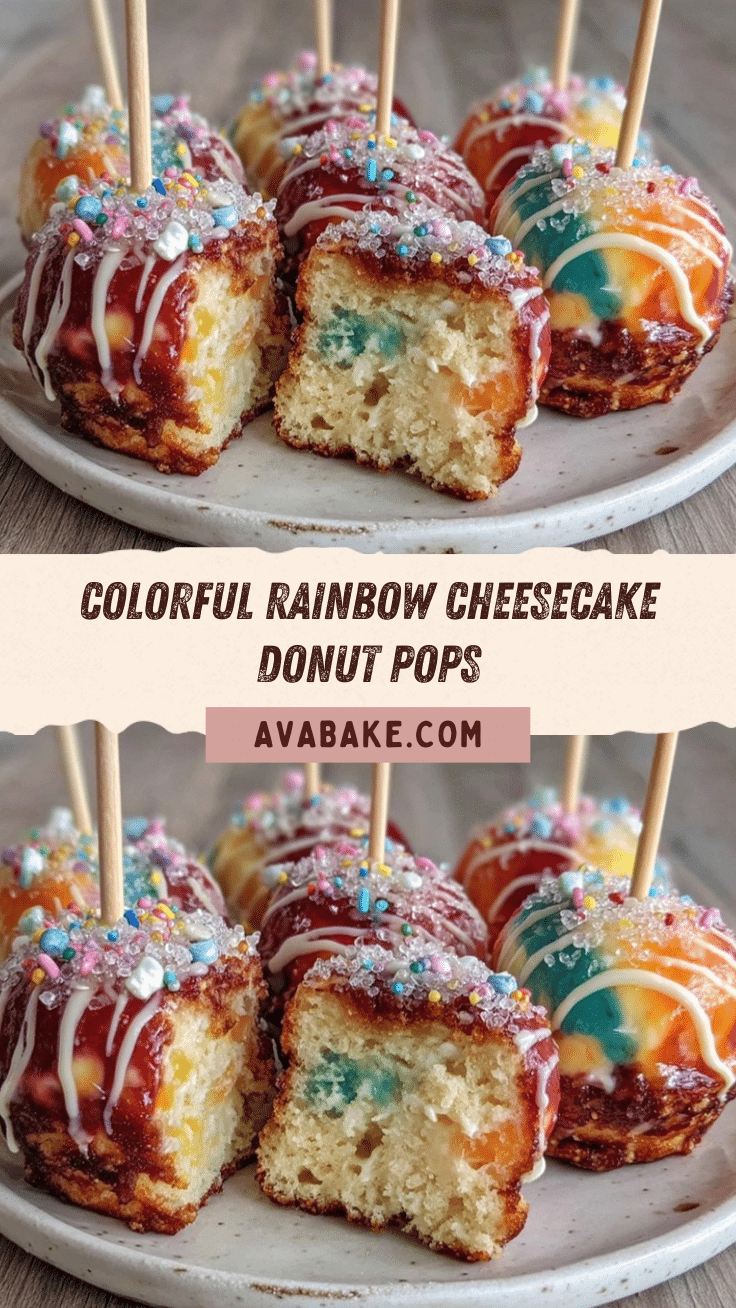 rainbow cheesecake donut pops recipe