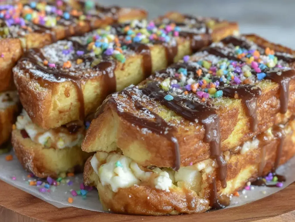 rainbow drizzle toast sticks - featured image