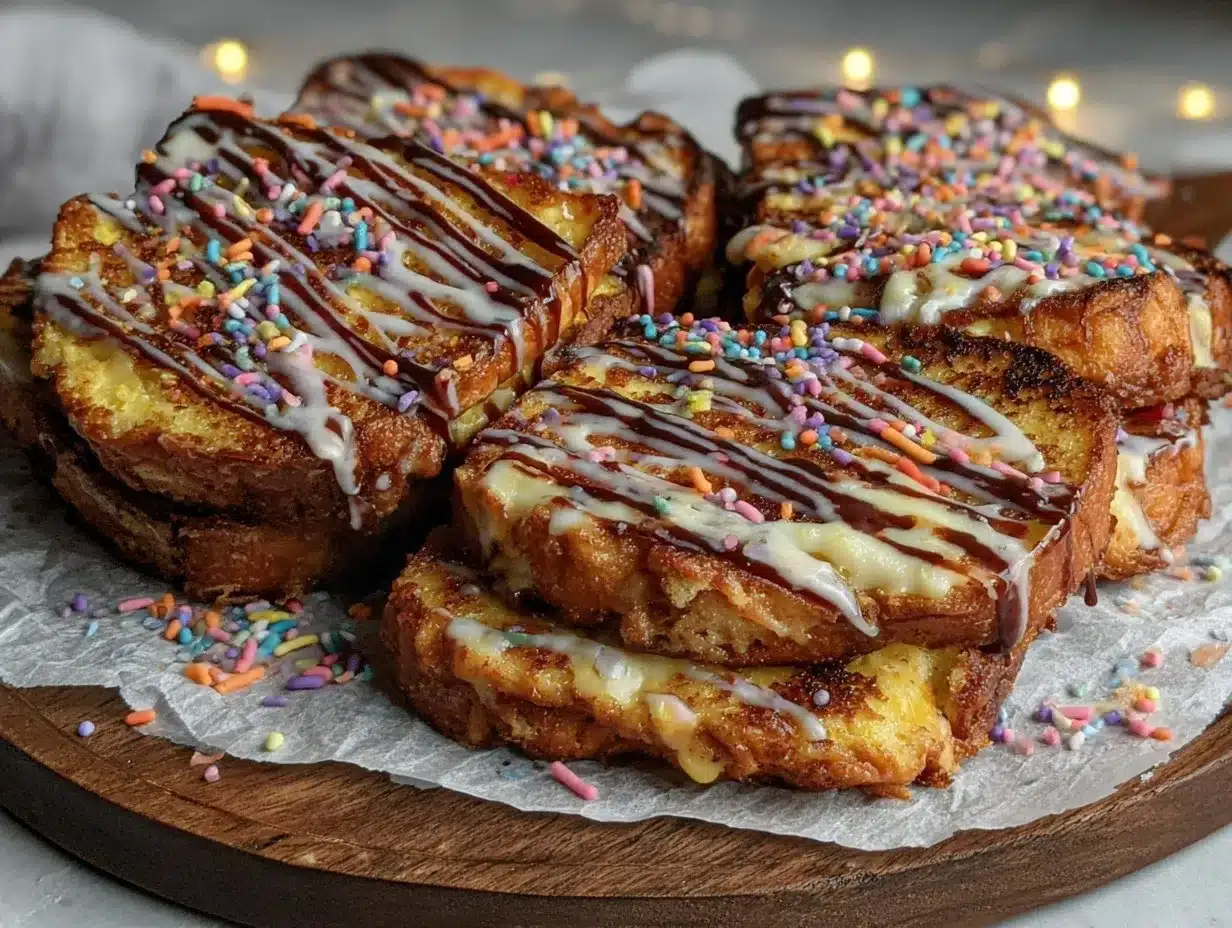 rainbow drizzle toast sticks preparation steps