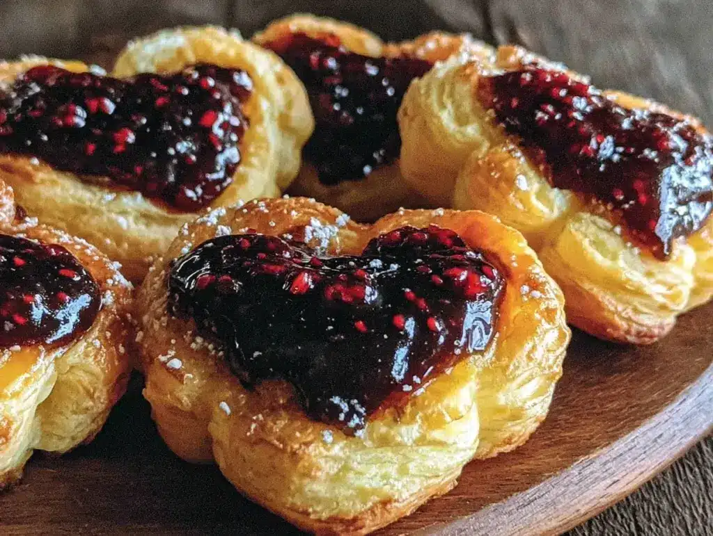 raspberry chocolate puff hearts - featured image