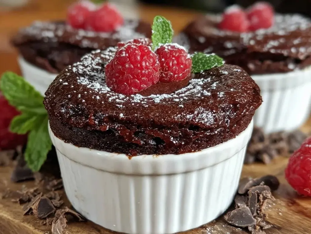 red velvet chocolate soufflé cups - featured image