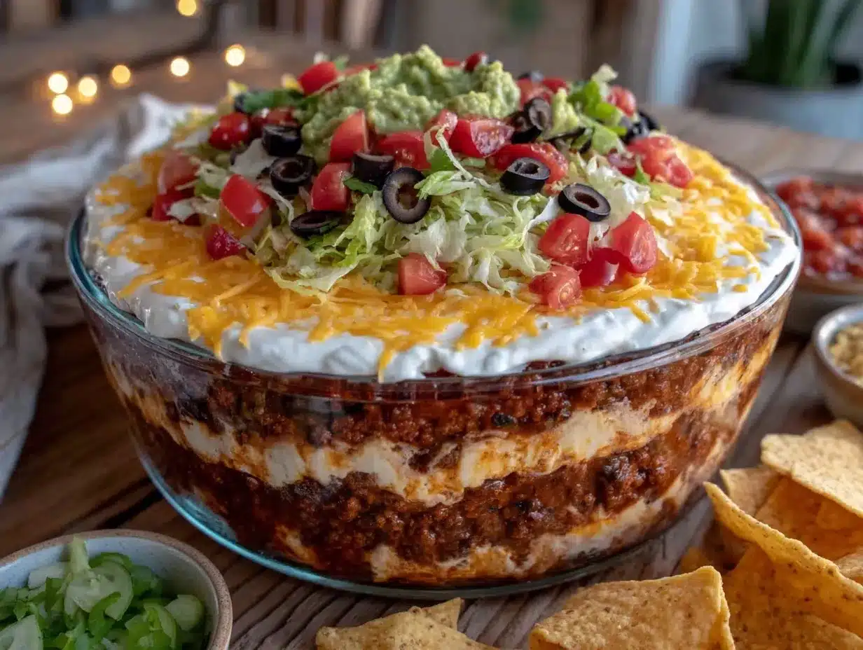 Seven Layer Taco Dip preparation steps