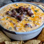 smoked queso dip with beef and peppers - featured image
