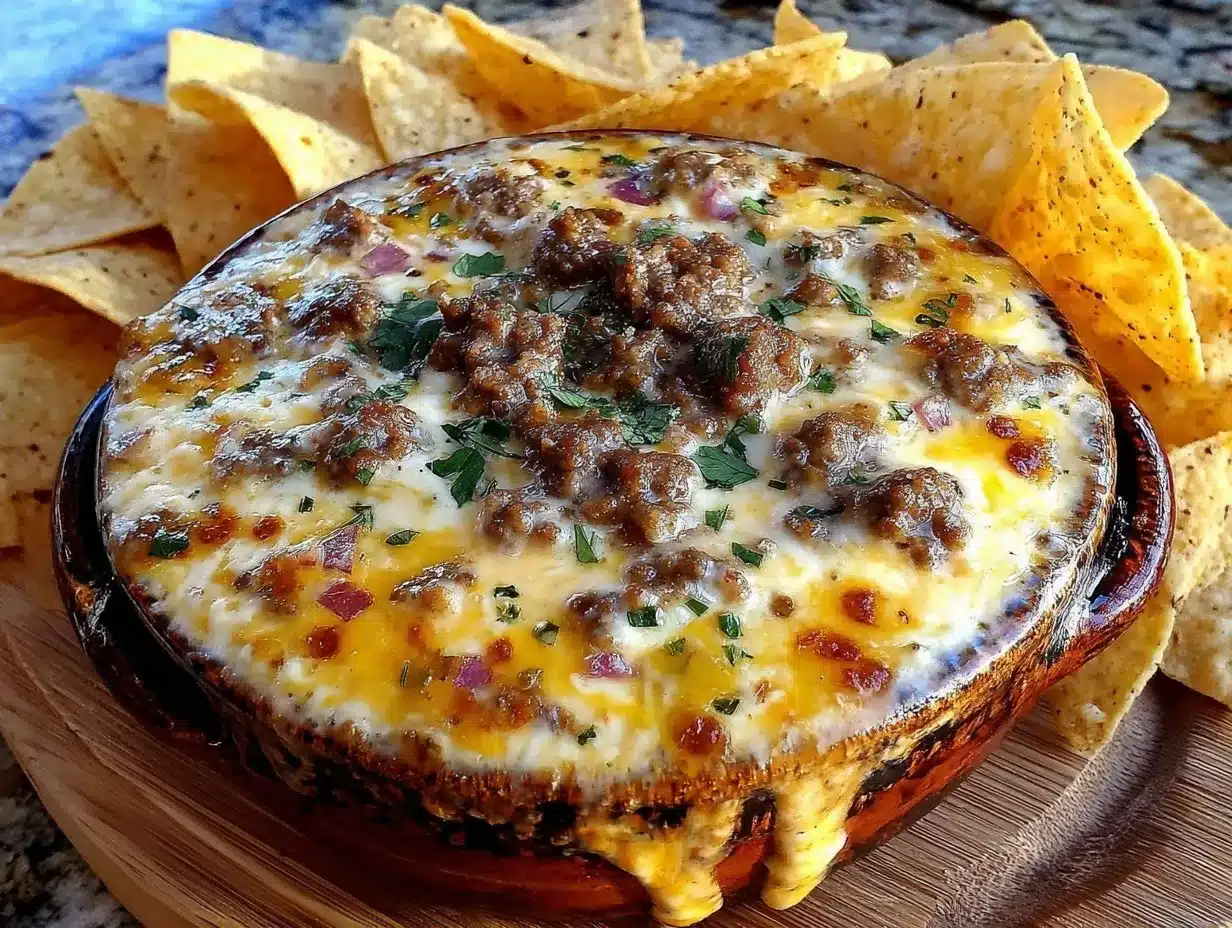 smoked queso dip with beef and peppers preparation steps