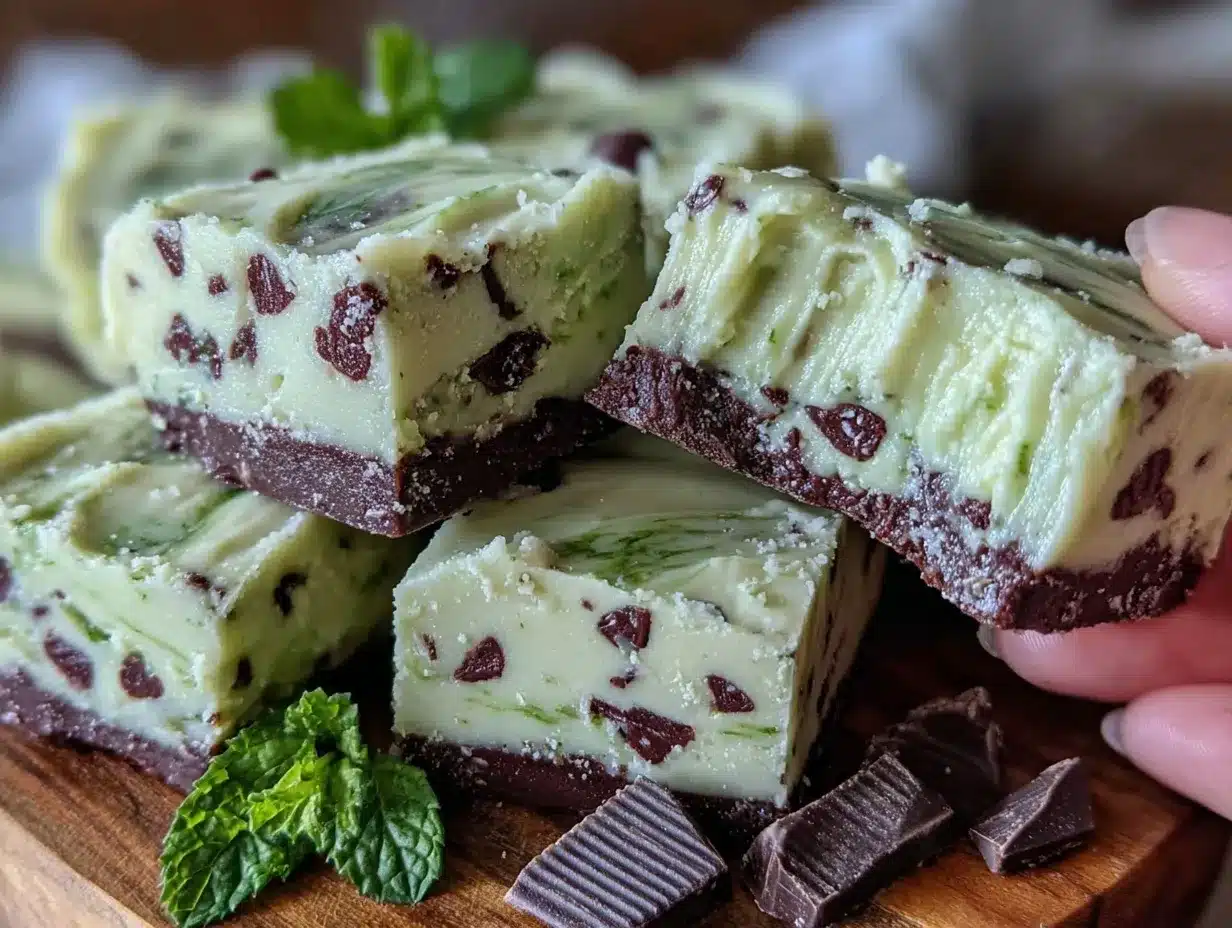 St Patricks Mint Chocolate Chip Fudge Bites preparation steps