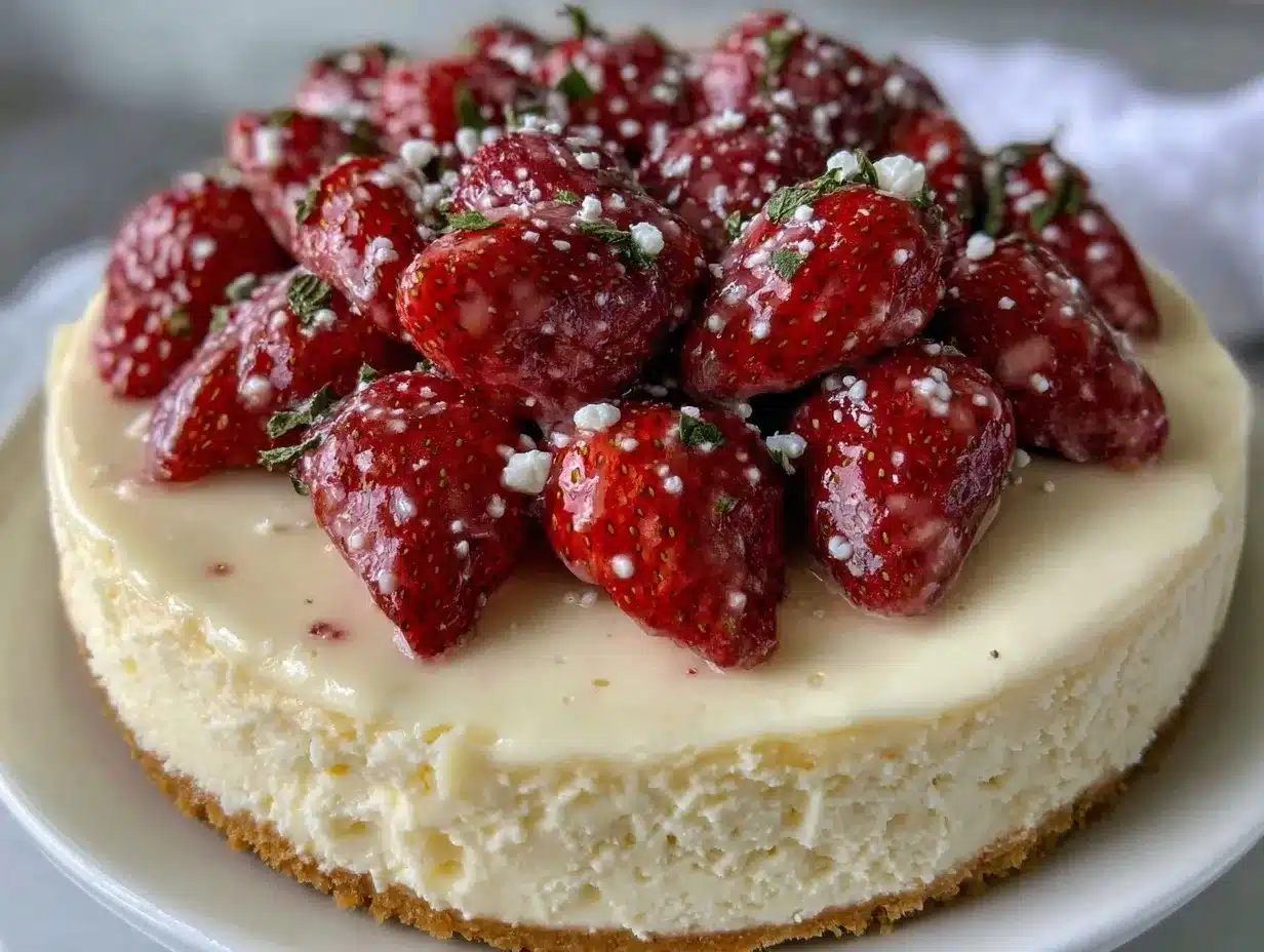 Strawberry Champagne Cheesecake preparation steps