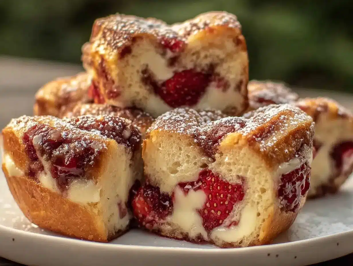 strawberry cream cheese bread hearts preparation steps