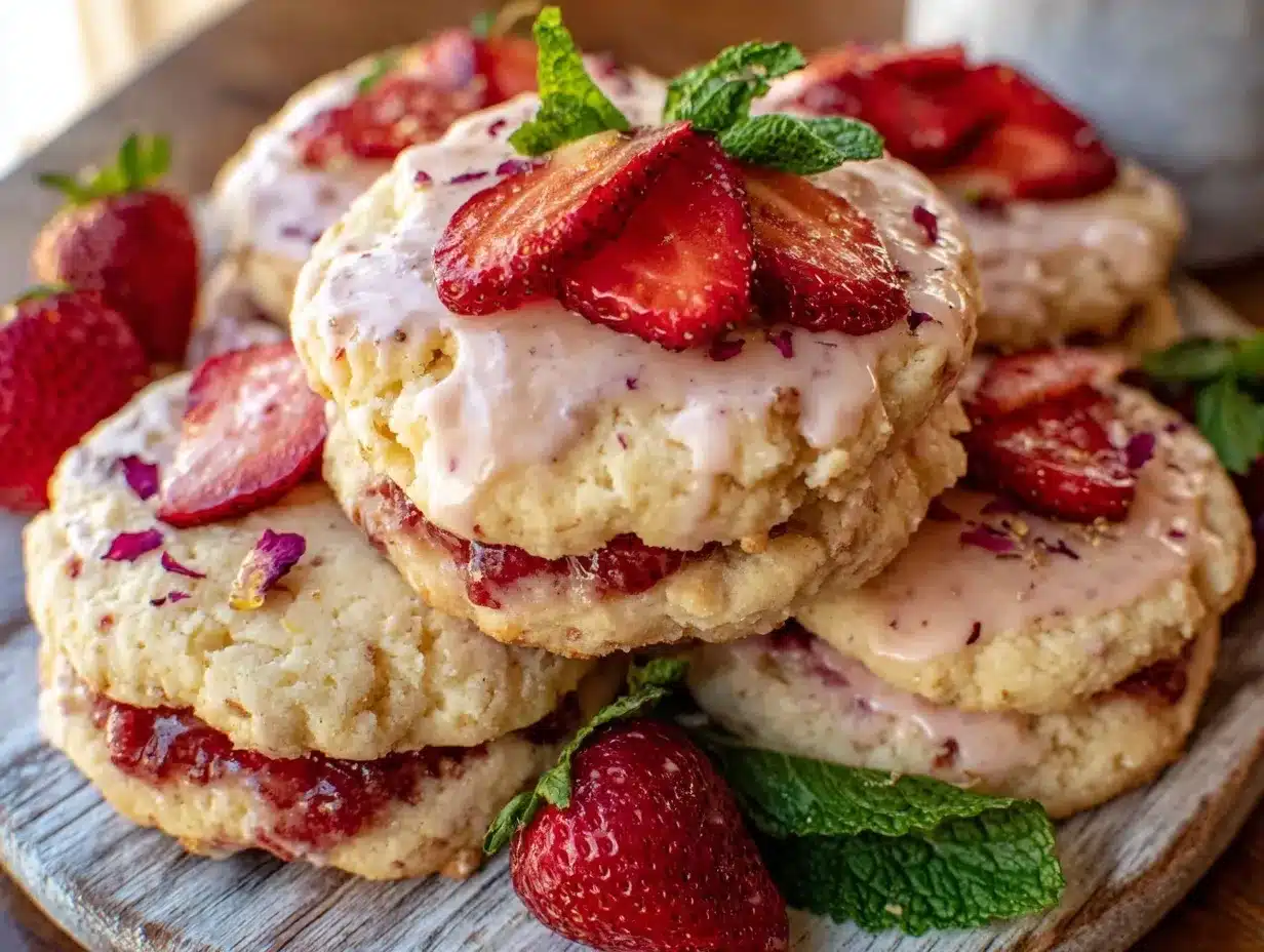 Strawberry Rosé Cookie Tower Board preparation steps
