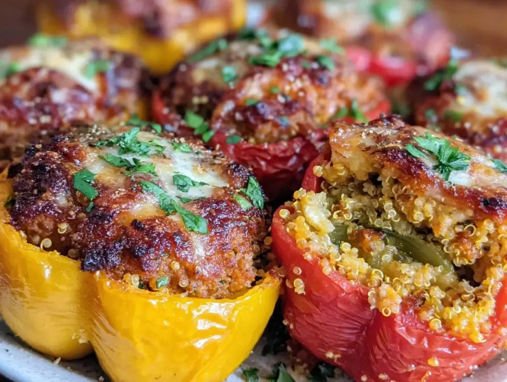 stuffed bell peppers with ground turkey and quinoa - featured image