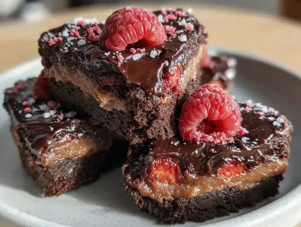 triple chocolate raspberry heart bars - featured image