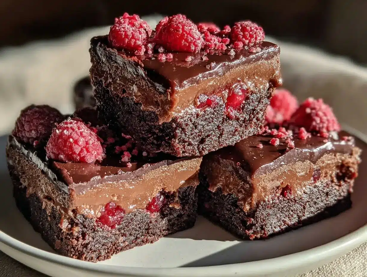 triple chocolate raspberry heart bars preparation steps