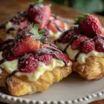 valentines chocolate strawberry cream danishes - featured image