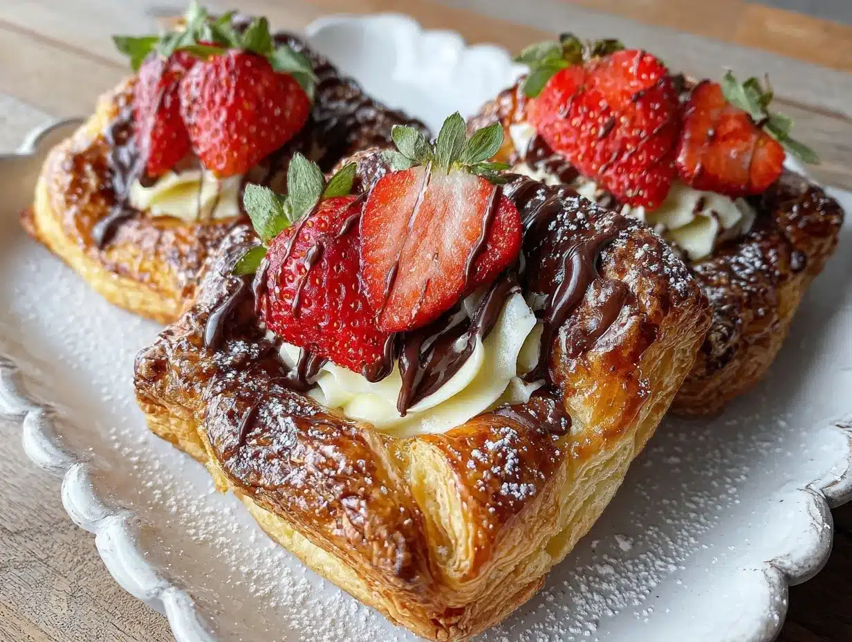 valentines chocolate strawberry cream danishes preparation steps
