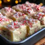 white chocolate peppermint fudge - featured image