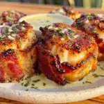 bacon-wrapped seared scallops - featured image