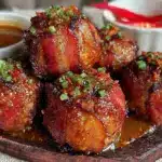 bacon wrapped spicy sriracha meatballs - featured image
