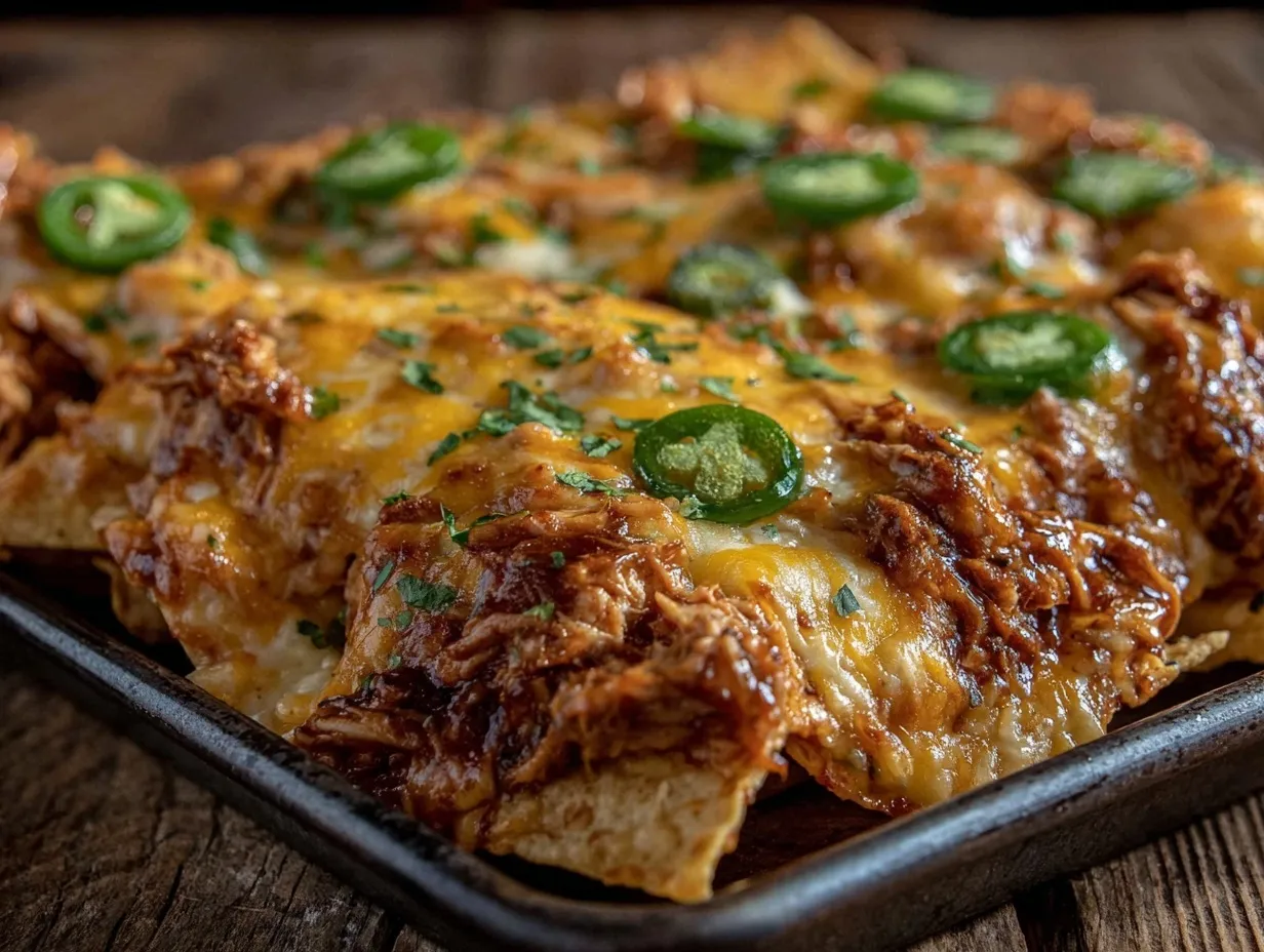 BBQ pulled chicken nachos preparation steps