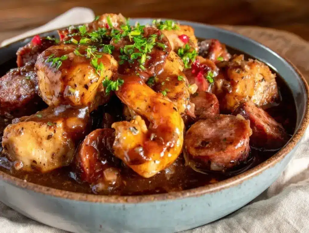brown butter chicken and sausage gumbo - featured image