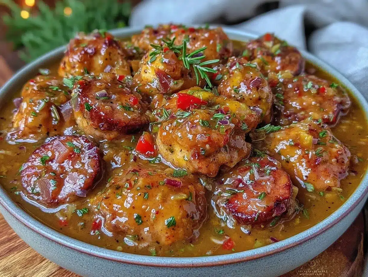 brown butter chicken and sausage gumbo preparation steps