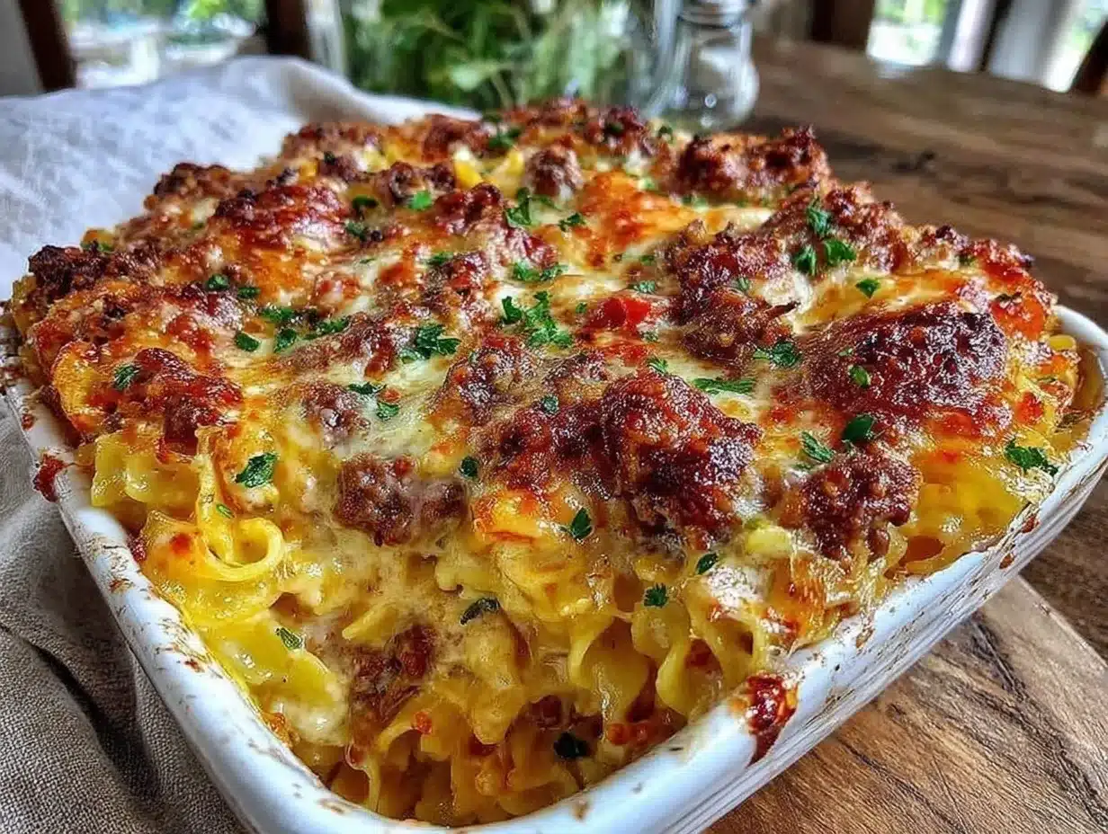 creamy beef and noodle casserole preparation steps