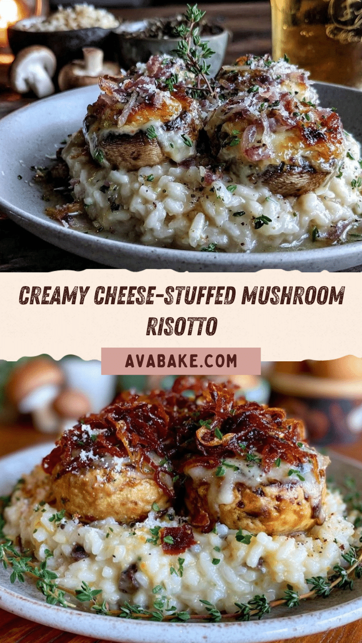 creamy cheese-stuffed mushroom risotto recipe