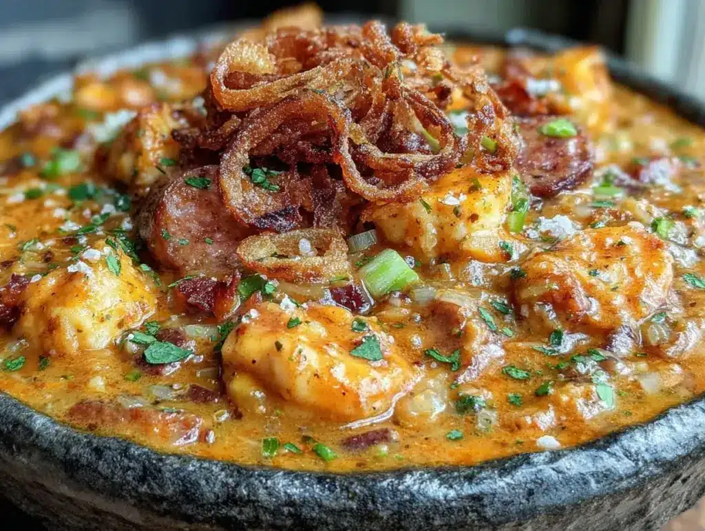 creamy chicken and sausage gumbo - featured image