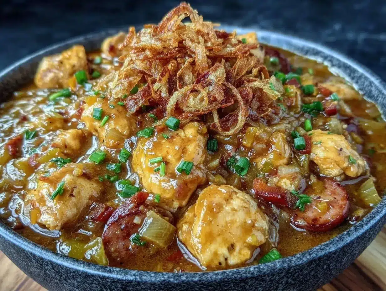 creamy chicken and sausage gumbo preparation steps