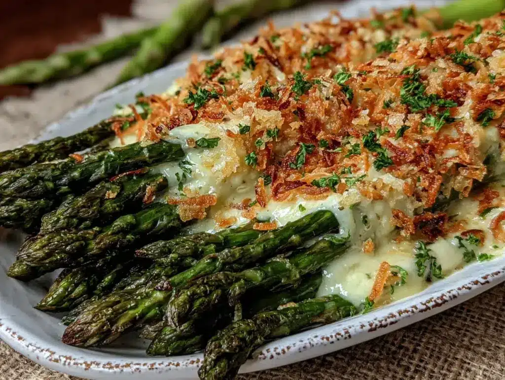 creamy garlic parmesan spring asparagus - featured image