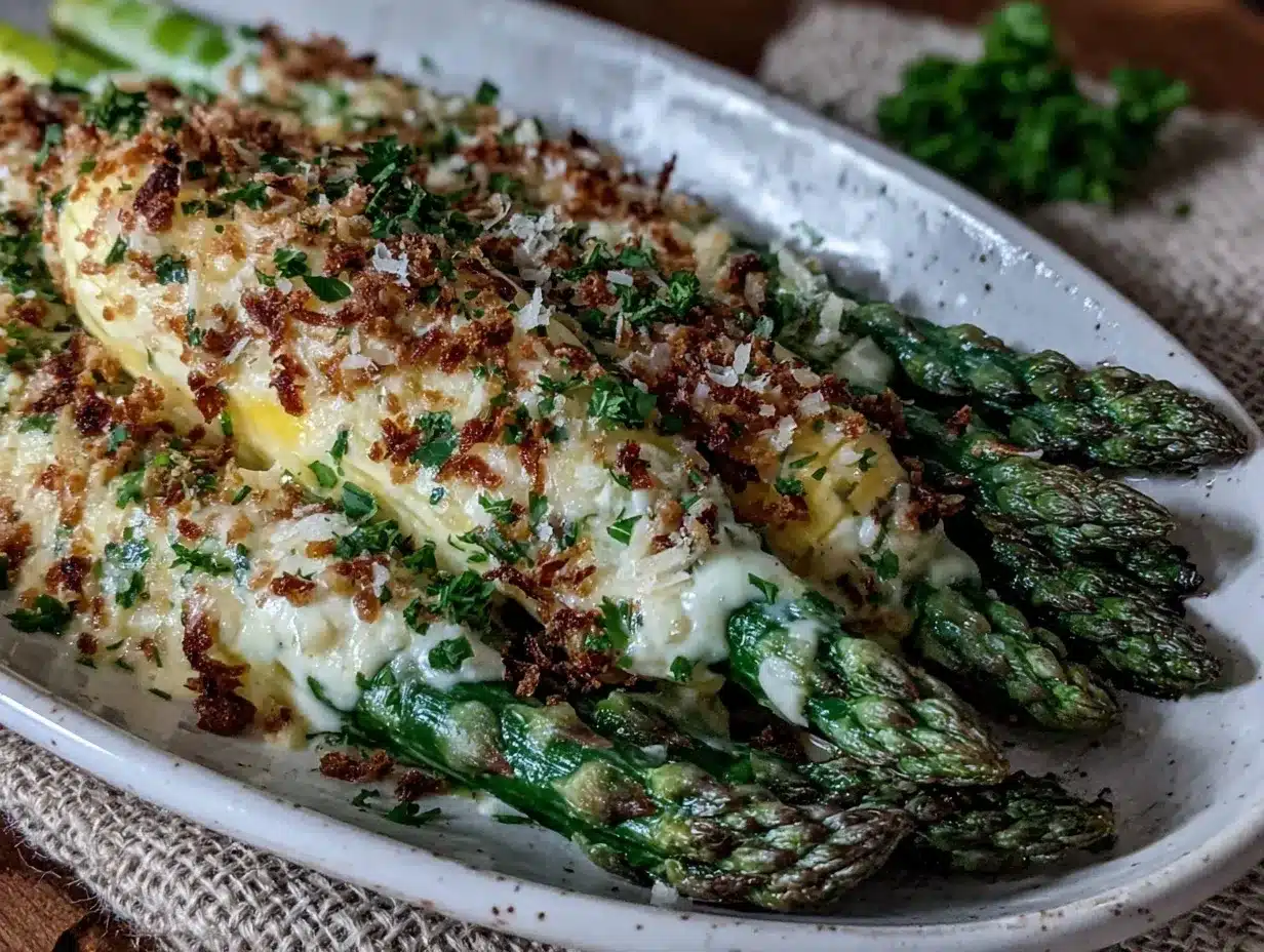 creamy garlic parmesan spring asparagus preparation steps