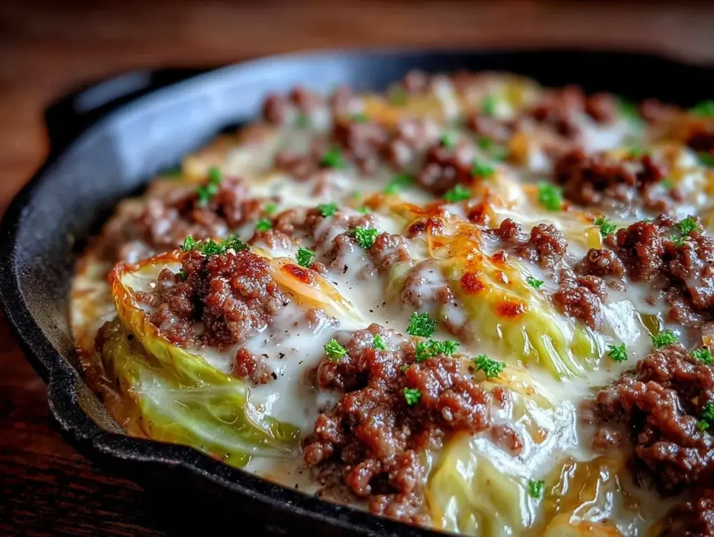 creamy ground beef and cabbage skillet - featured image