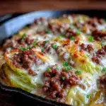 creamy ground beef and cabbage skillet - featured image