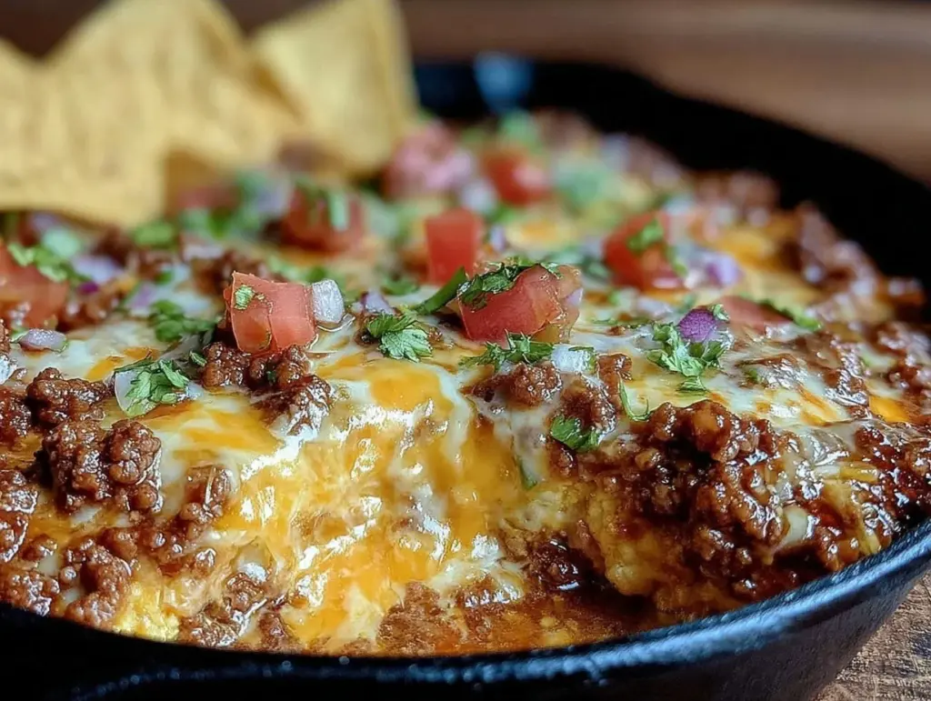 creamy ground beef taco skillet - featured image