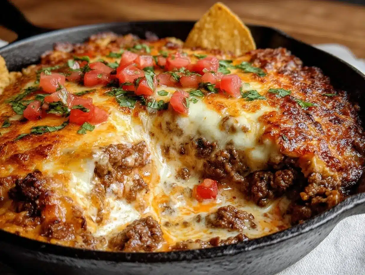 creamy ground beef taco skillet preparation steps