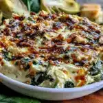 creamy keto spinach artichoke dip - featured image