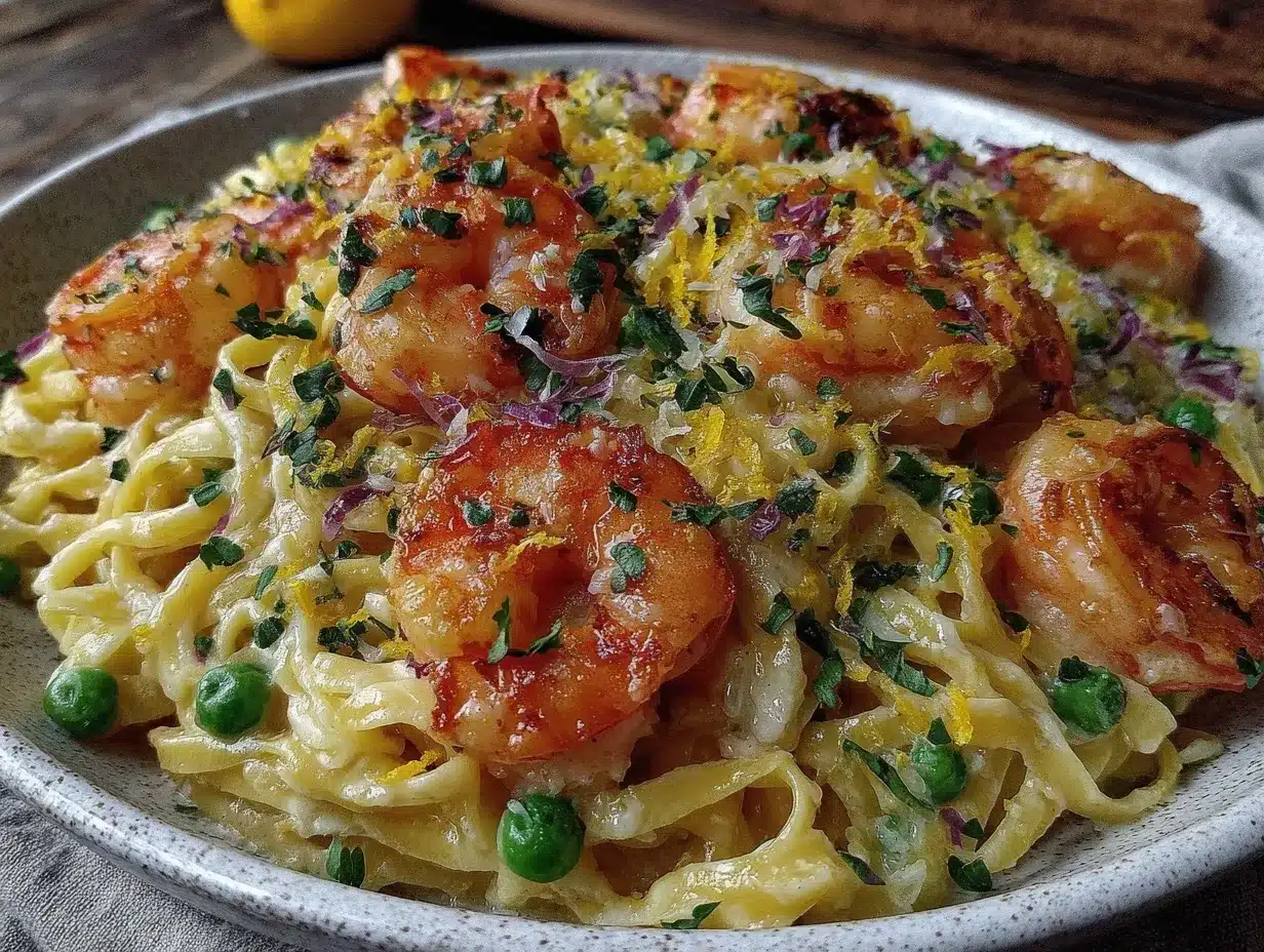 creamy lemon garlic shrimp pasta preparation steps