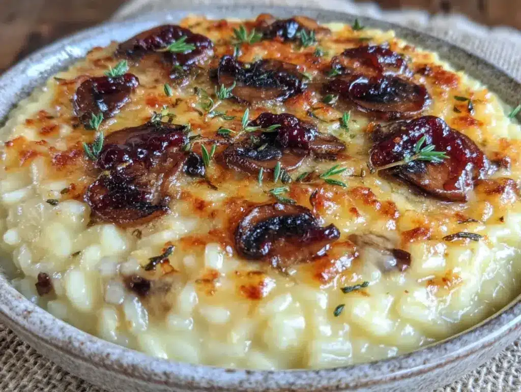 creamy overnight mushroom risotto - featured image