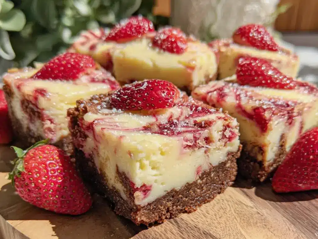 creamy strawberry cheesecake brownies - featured image