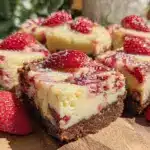 creamy strawberry cheesecake brownies - featured image