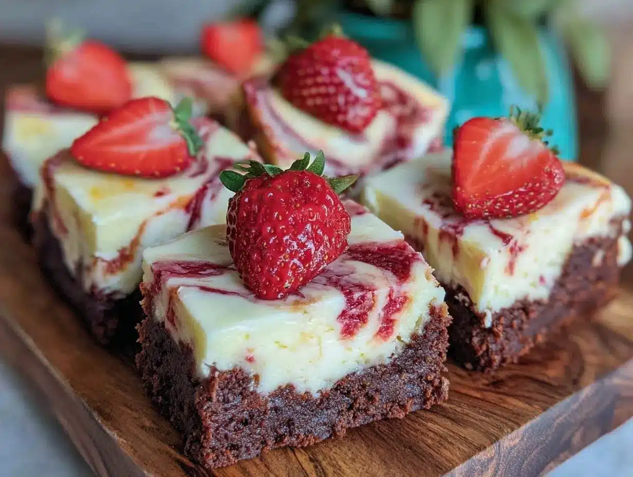 creamy strawberry cheesecake brownies preparation steps