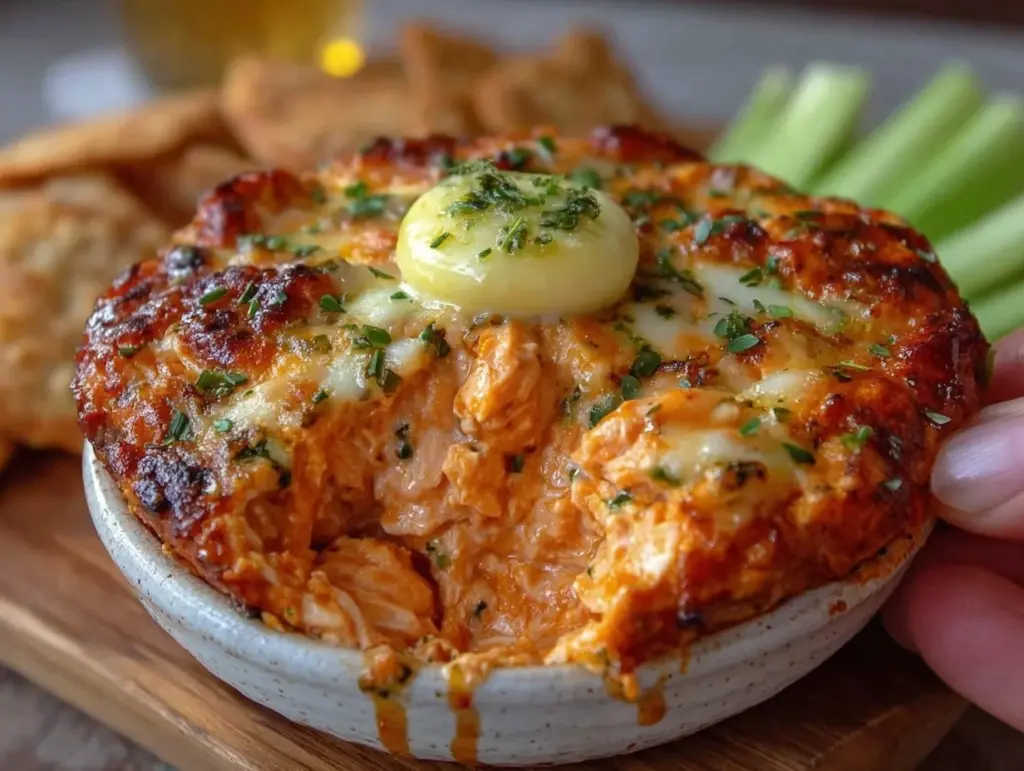 crispy air fryer buffalo chicken dip - featured image