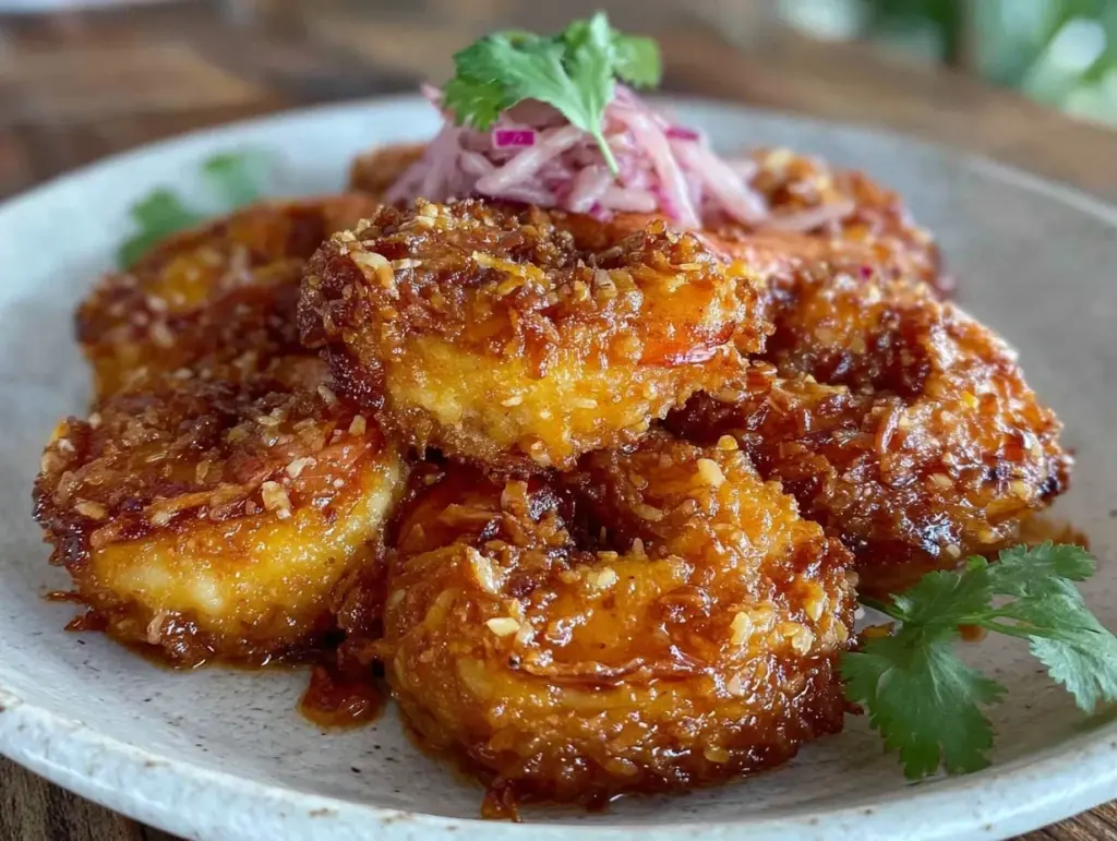 crispy brown butter coconut shrimp - featured image