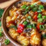 crispy dairy-free loaded tater tot casserole - featured image