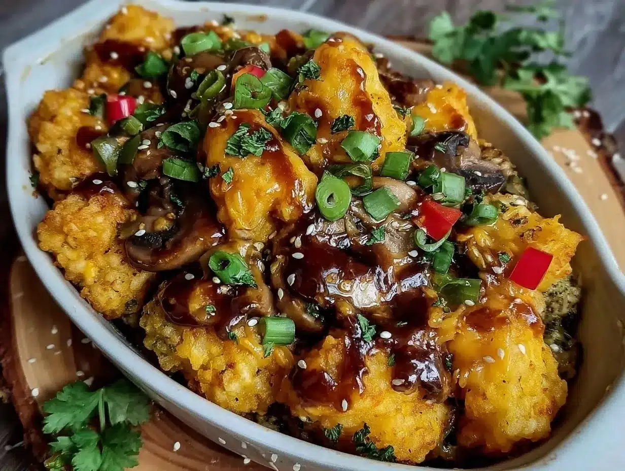 crispy dairy-free loaded tater tot casserole preparation steps