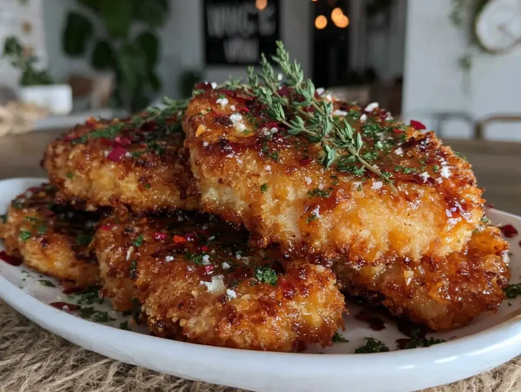 crispy hot honey parmesan chicken cutlets - featured image