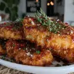 crispy hot honey parmesan chicken cutlets - featured image