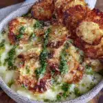 crispy potato soup with basil pesto - featured image